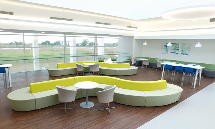 Open area meeting space within the LOC Building - Bristol-Myers Squibb