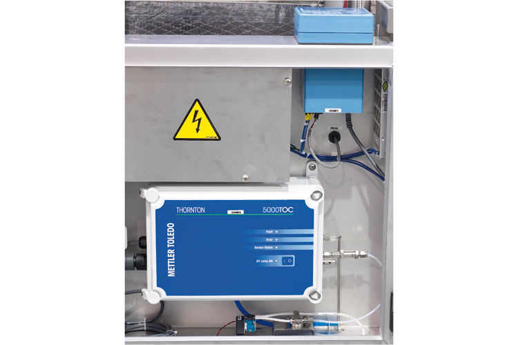 Online TOC monitoring system used in pharmaceutical- grade washers to measure the level of organic residues left in final rinse water