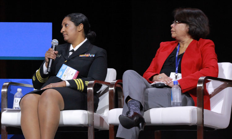 Commander Emily Thakur, CDER/FDA (left) and Rapti Madurawe, CDER/FDA.