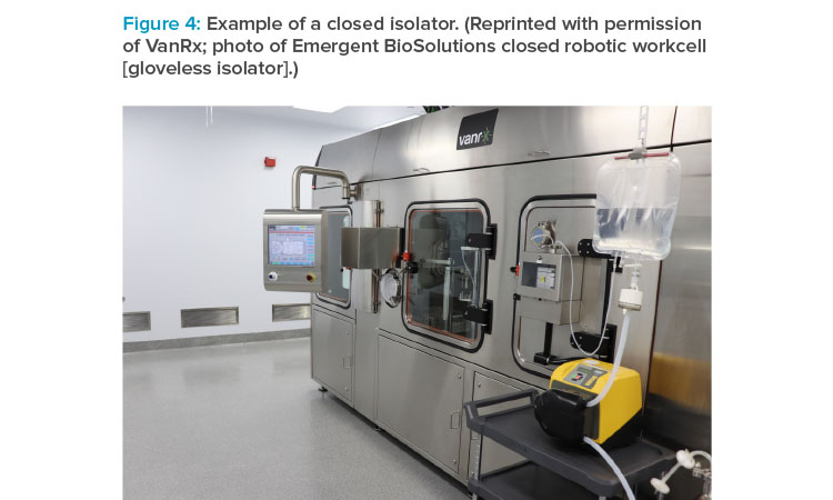 Figure 4: Example of a closed isolator. (Reprinted with permission of VanRx; photo of Emergent BioSolutions closed robotic workcell [gloveless isolator].)