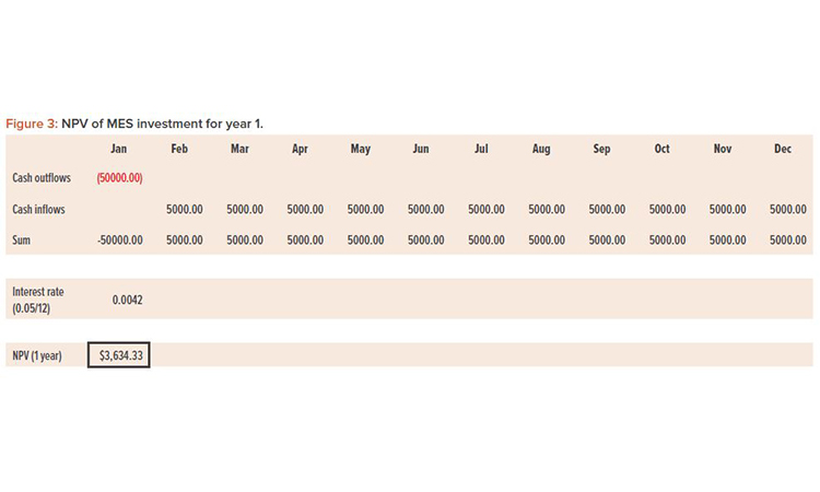 Figure 3: NPV of MES investment for year 1