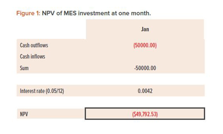 Figure 1: NPV of MES investment at one month.