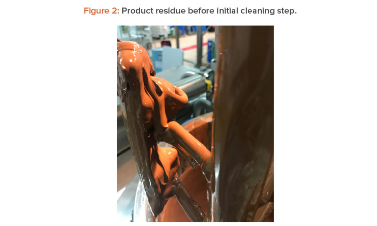 Figure 2: Product residue before initial cleaning step.