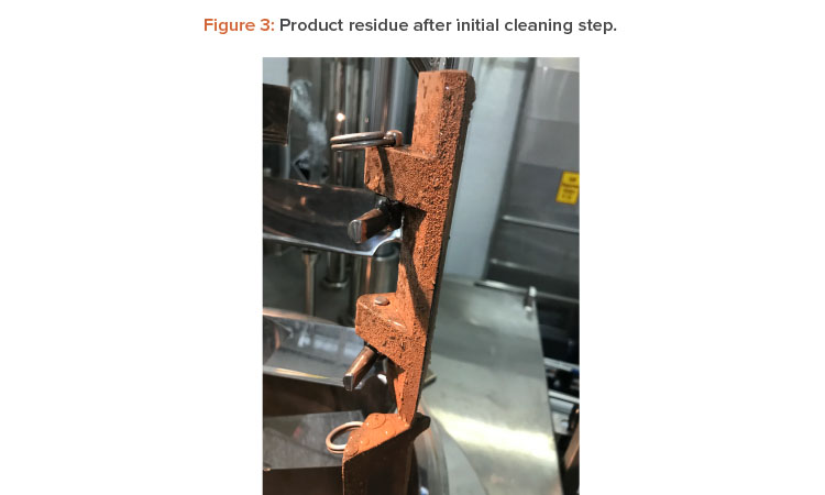 Figure 3: Product residue after initial cleaning step.