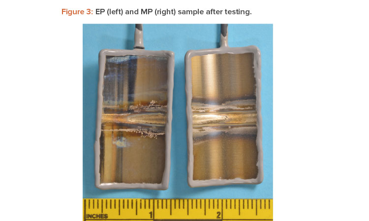 Figure 3: EP (left) and MP (right) sample after testing.