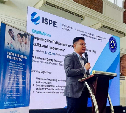 President’s Message during the Continuing Professional Development (CPD) Seminar on Pharmacovigilance Audits and Inspections of the ISPE Philippines Affiliate in collaboration with Alliance for Patient Safety and Pharmacovigilance (APPV), 26 September 2024  