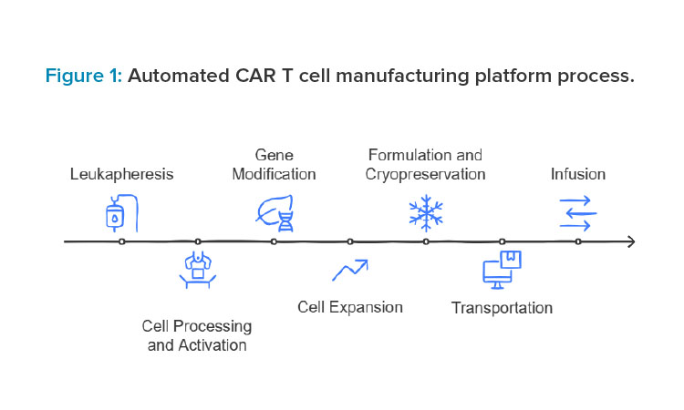 Figure 1: Automated CAR T cell manufacturing platform process.