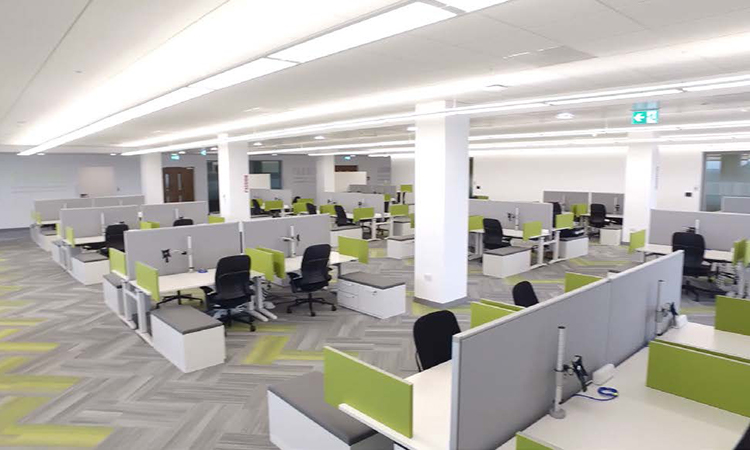Open area office space within the LOC Building - Bristol-Myers Squibb