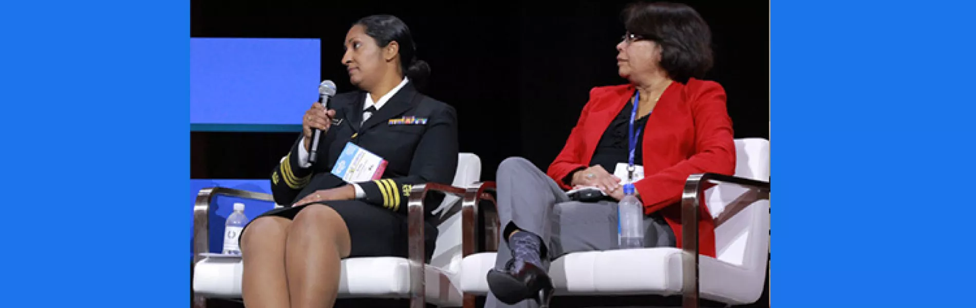 Commander Emily Thakur, CDER/FDA (left) and Rapti Madurawe, CDER/FDA.