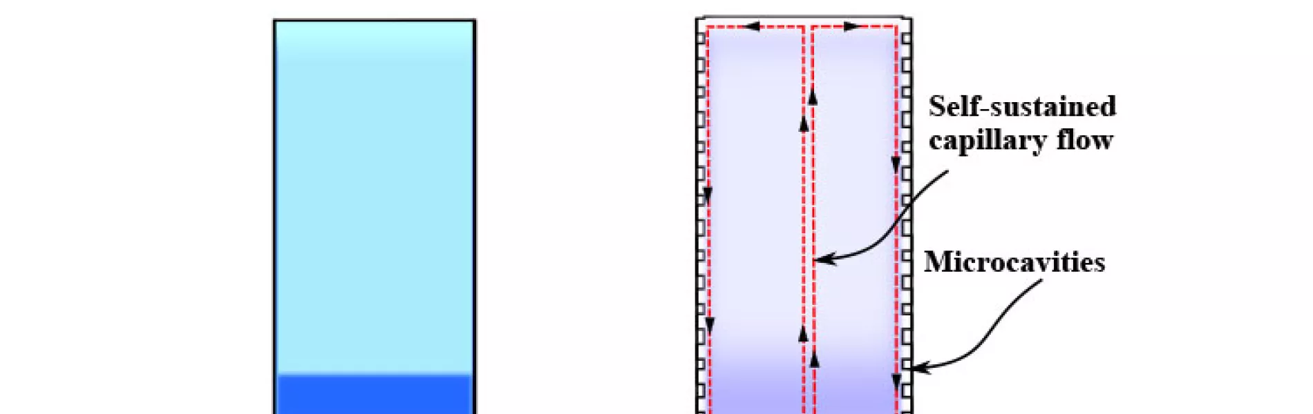 Figure 1: Illustration of sedimentation control in enclosed geometries using air-fi lled hydrophobic microcavities.
