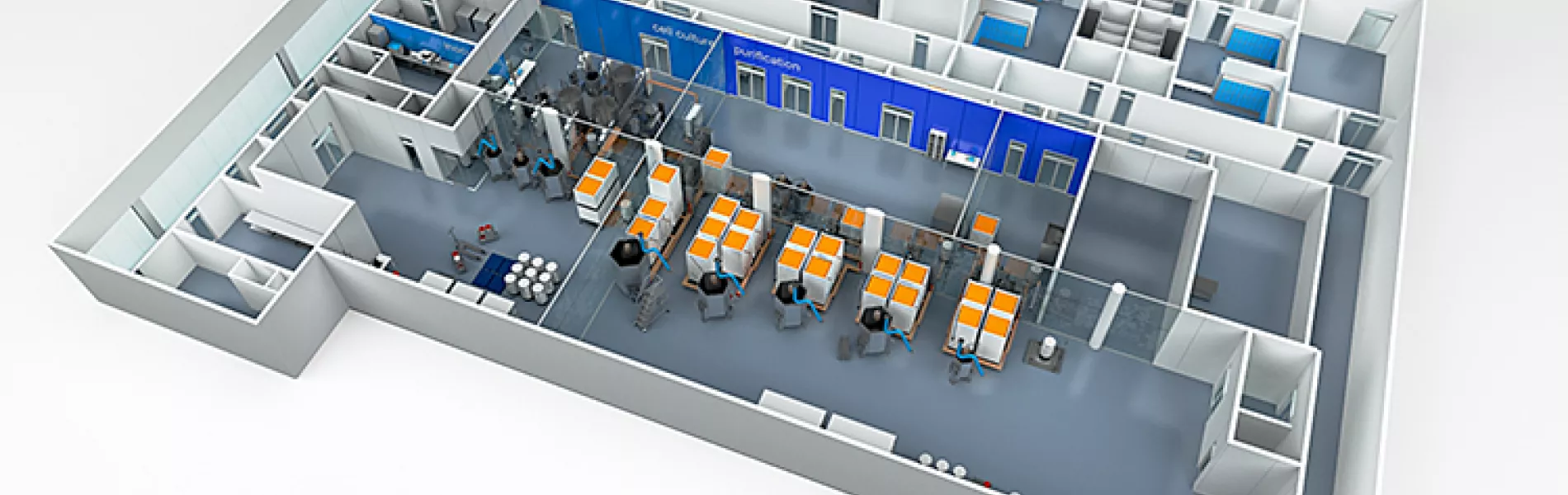 A dance floor facility design showing static buffer tanks and minimized tubing lengths
