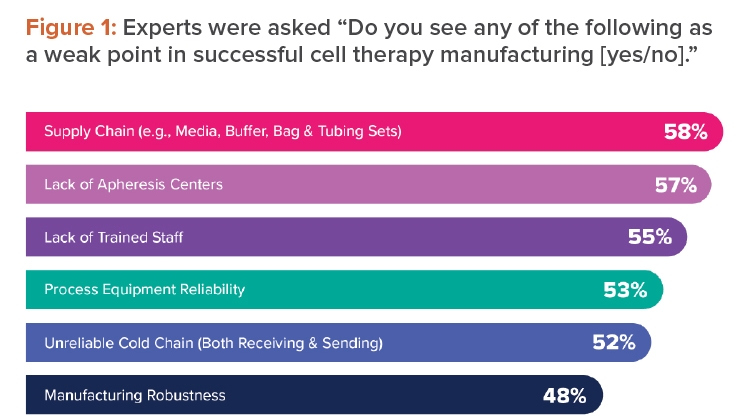 Figure 1: Experts were asked “Do you see any of the following as a weak point in successful cell therapy manufacturing.”
