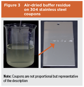 Figure 3: Air-Dried Buffer Residue on 304 Stainless Steel Coupons